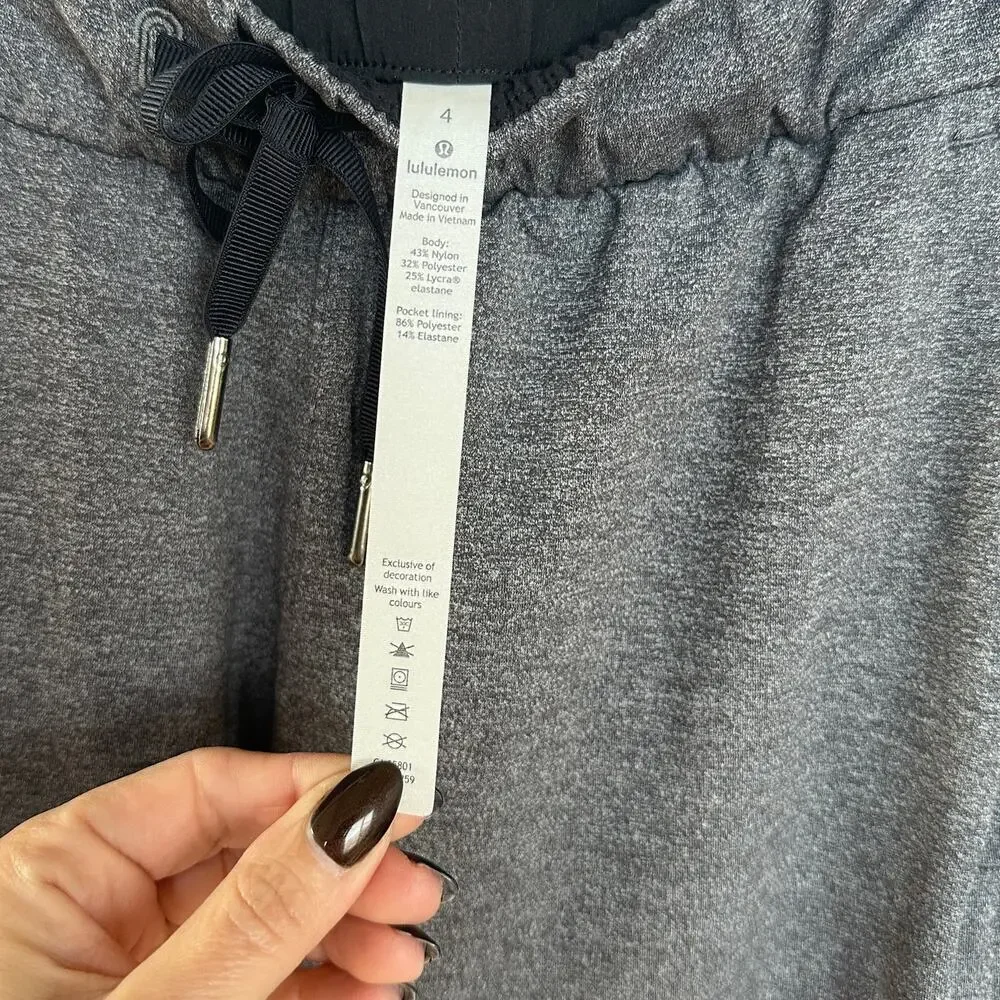 Lululemon Women's On The Fly Pant, Heathered Black, Size 4 Tall, Like New